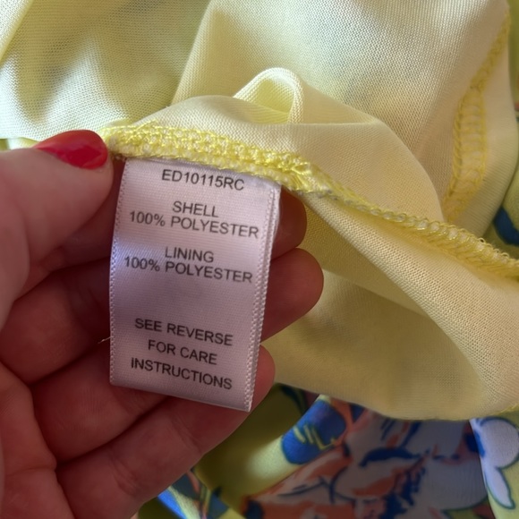 Neon Yellow with Floral Pattern Chiffon High/Low Dress - Picture 11 of 11